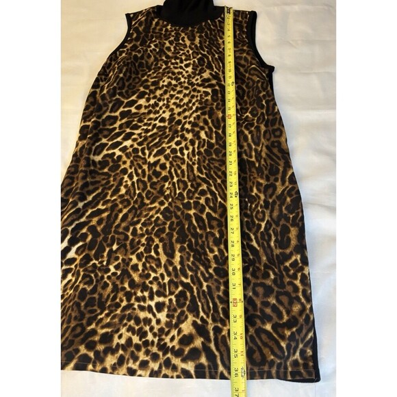LAUREN RALPH LAUREN Cheetah Print Turtleneck Sleeveless Sheath Dress Medium Knee - Picture 12 of 12